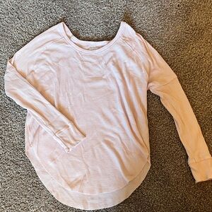 Aritzia waffle Light Pink Long Sleeve Top